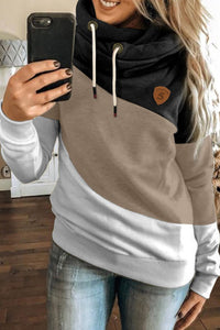 Black Cowl Neck Pullover Hoodie