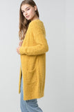 Popcorn Eyelash Open Front Long Line Cardigan