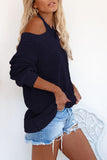 Blue Cold Shoulder Sweater