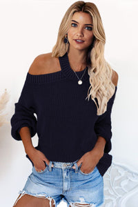 Blue Cold Shoulder Sweater