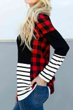 Red Plaid And Striped Long Sleeve